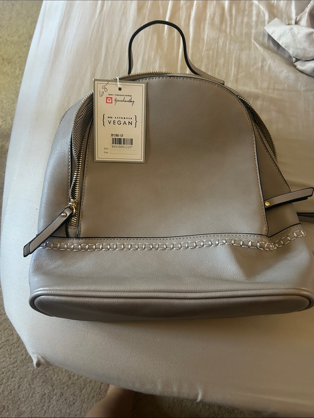 Vegan Leather Women's Backpack - Taupe